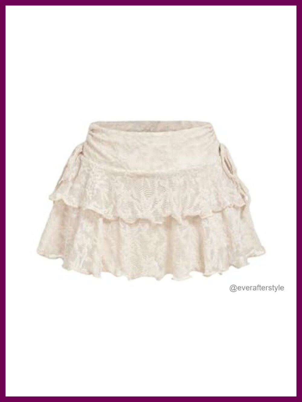Lace Ruffle Hem Mini Skirt Double Layered Y2K Drawstring Side